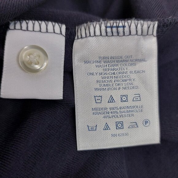 Lands End Womens XS Petite Polo Shirt Short Sleeve Navy Print Collar - Picture 11 of 12